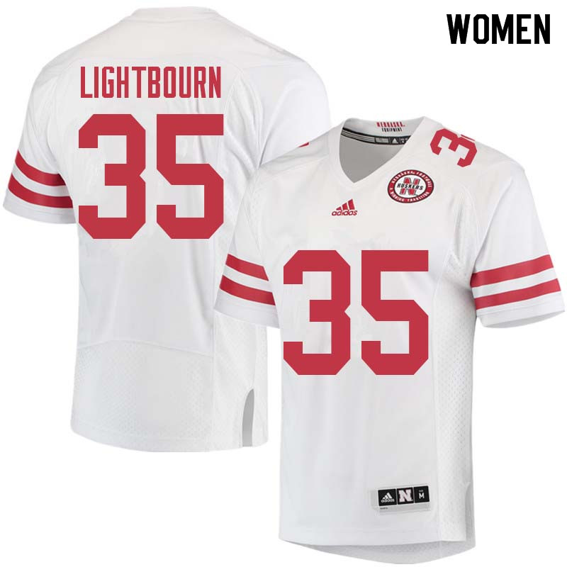 Women #35 Caleb Lightbourn Nebraska Cornhuskers College Football Jerseys Sale-White - Click Image to Close